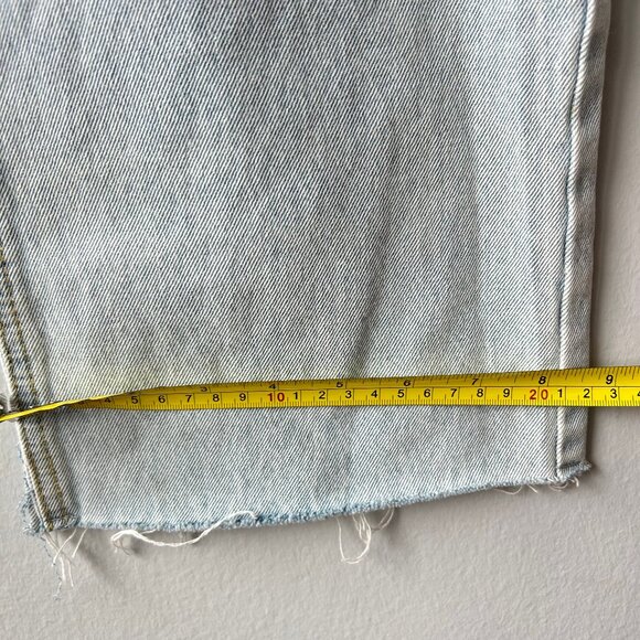 Avec Les Filles Light Wash Distressed Straight Leg Split Seam Jeans Womens Sz 31 - Picture 7 of 9